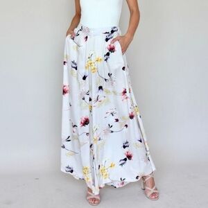 Jaase Jaase Julietta Bombay Cream Floral Wide Leg Pull On Pants Size Large